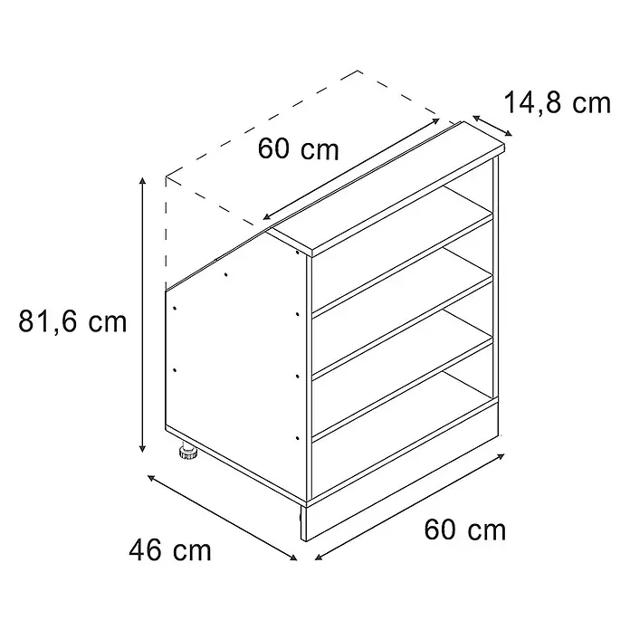 Küchenschrank für Dachschrägen R-Line 40 cm Anthrazit Art.-Nr. 60685 - 