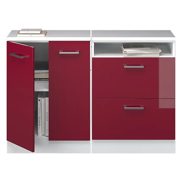 Küchenschrank für Dachschrägen R-Line 120 cm Rot Hochglanz Art.-Nr. 60371 - 