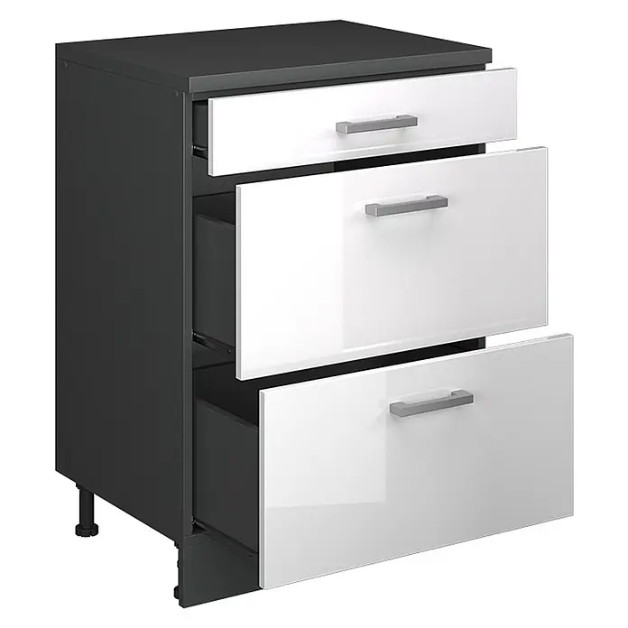 Küchenschrank für Dachschrägen R-Line 60 cm Weiß Hochglanz Art.-Nr. 61706 - 