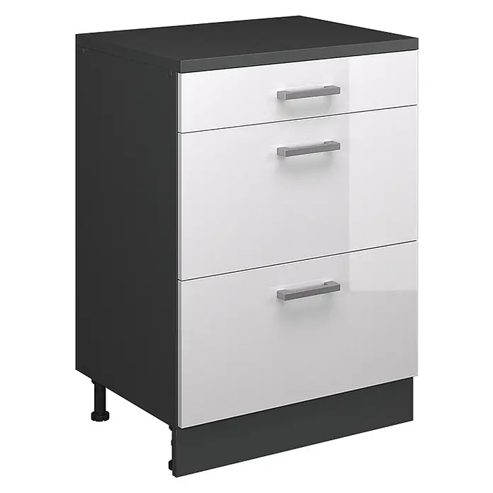 Küchenschrank für Dachschrägen R-Line 60 cm Weiß Hochglanz Art.-Nr. 61706 - 