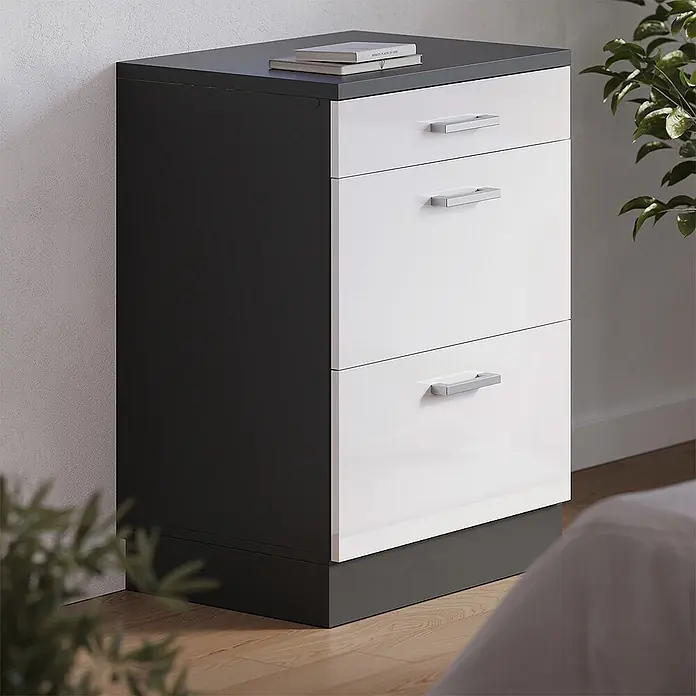 Küchenschrank für Dachschrägen R-Line 60 cm Weiß Hochglanz Art.-Nr. 61706 - 