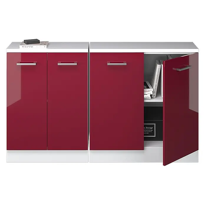 Küchenschrank für Dachschrägen R-Line 140 cm Rot Hochglanz Art.-Nr. 60299 - 