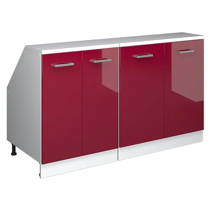 Küchenschrank für Dachschrägen R-Line 140 cm Rot Hochglanz Art.-Nr. 60299 - 