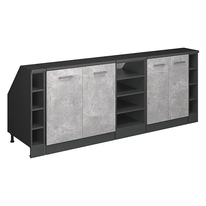 Küchenschrank für Dachschrägen R-Line 210 cm Beton Art.-Nr. 60415 - 