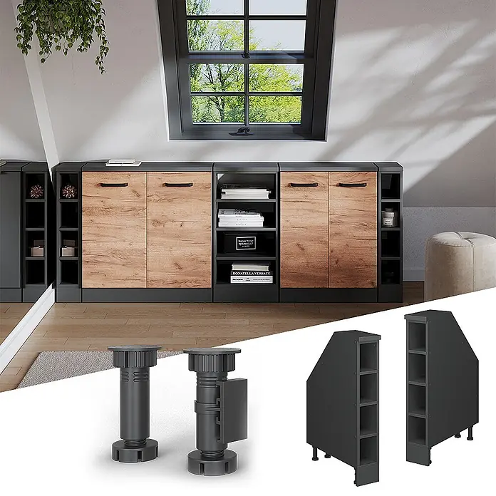 Küchenschrank für Dachschrägen R-Line 15 cm Anthrazit Art.-Nr. 60170 - 