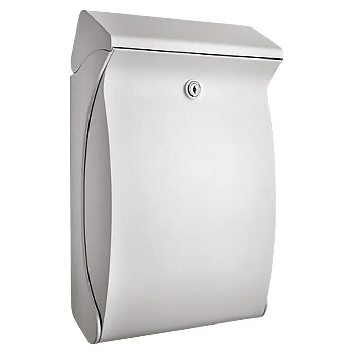 Burg-Wächter Buzón de pared Swing 4905 - L x An x Al: 27,1 x 12,9 x 41,9 cm, Blanco, Plástico - Este buzón de acero inoxidable presenta un diseño moderno con un elegante acabado plateado y una cerradura integrada para mayor seguridad.