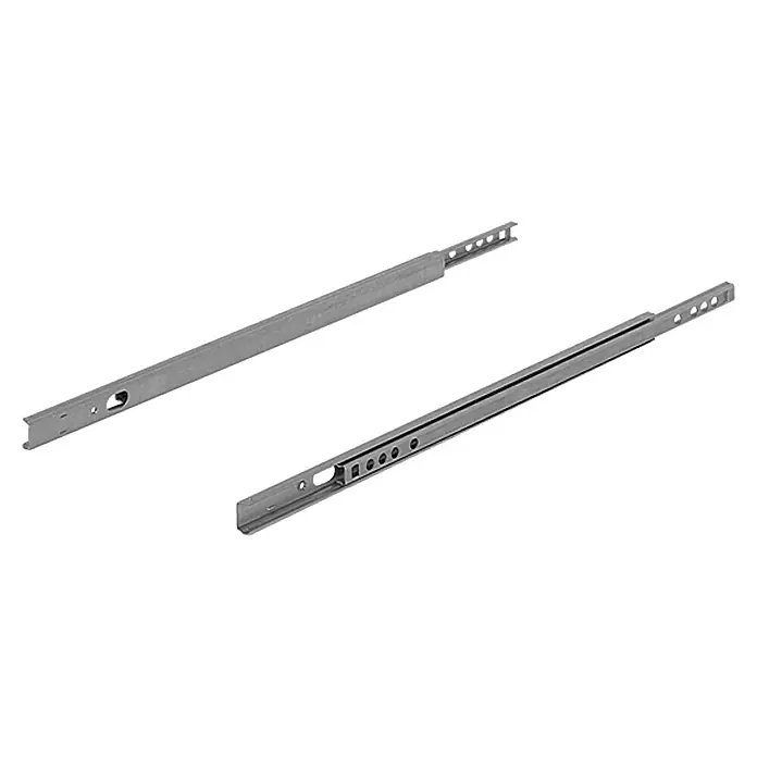 Accuride Schubladenführung - Länge Schubkasten: 330 mm - 550 mm, Traglast: 40 kg, Teilauszug, Nutmontage am Schubkasten, Verzinkt - Zwei Metallauszüge für Schubladen mit Löchern und Schlitzen für die Montage.