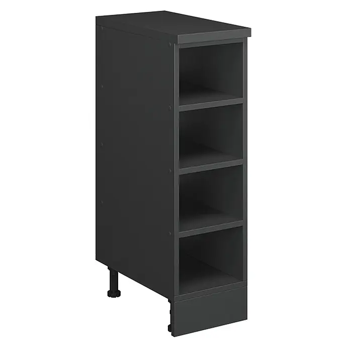 Küchenschrank für Dachschrägen R-Line 25 cm Anthrazit Art.-Nr. 61847 -  - Dunkelgrauer schmaler Unterschrank mit vier offenen Fächern und verstellbaren Füßen.