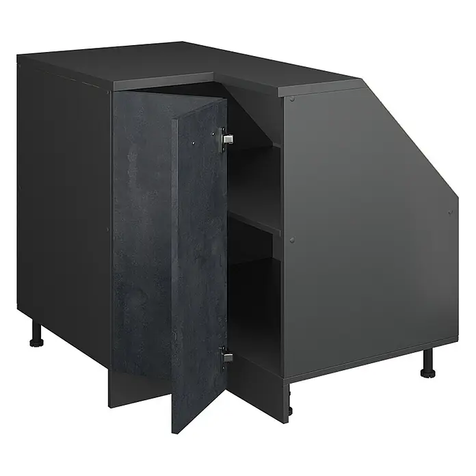 Küchenschrank für Dachschrägen R-Line 75.6 cm Schwarz Beton Art.-Nr. 60281 - 