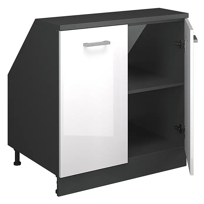 Küchenschrank für Dachschrägen R-Line 80 cm Weiß Hochglanz Art.-Nr. 60431 - 