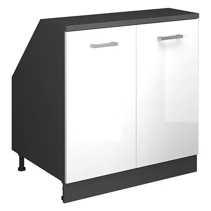 Küchenschrank für Dachschrägen R-Line 80 cm Weiß Hochglanz Art.-Nr. 60431 - 