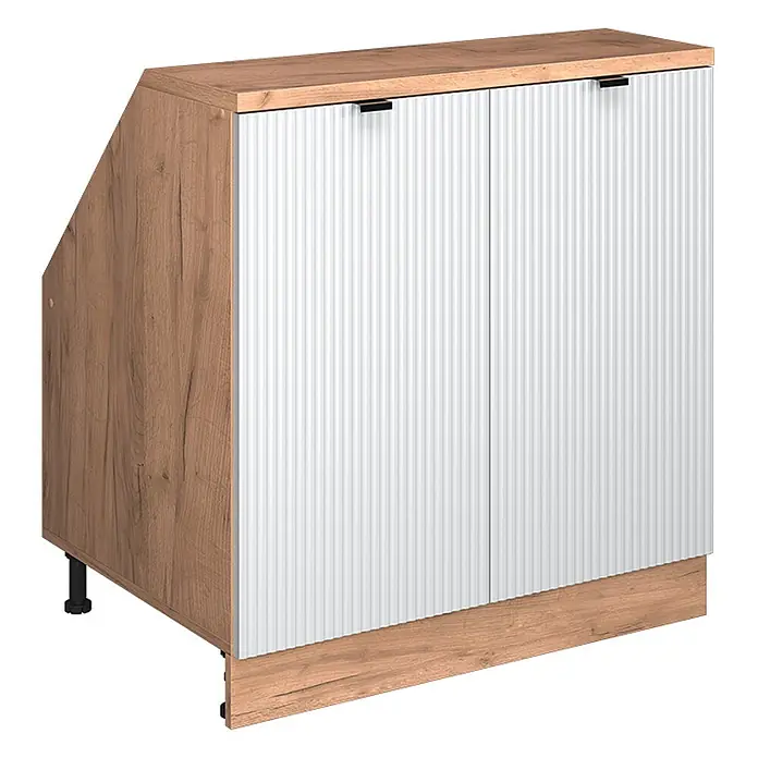 Küchenschrank für Dachschrägen R-Line 80 cm Weiß Riffel Art.-Nr. 60674 - 