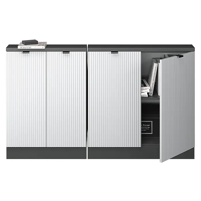 Küchenschrank für Dachschrägen R-Line 140 cm Weiß Riffel Art.-Nr. 60606 - 