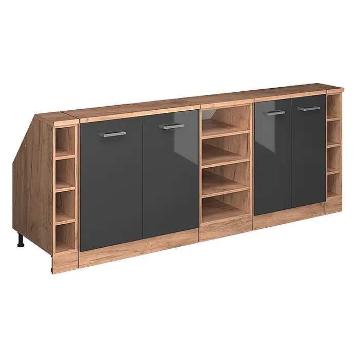 Vicco Küchenschrank für Dachschrägen R-Line, Anthrazit Hochglanz, 210 cm - 