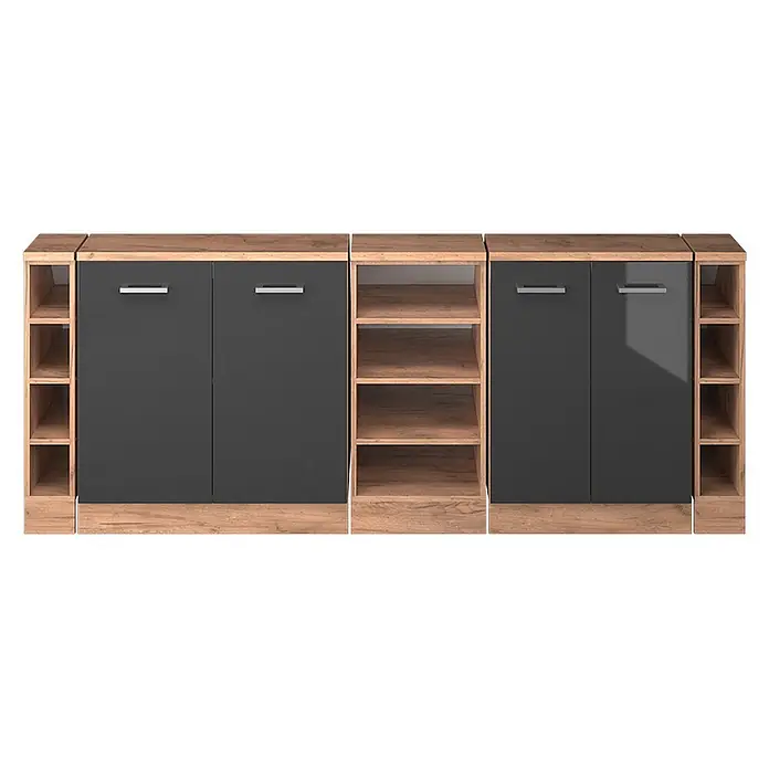 Vicco Küchenschrank für Dachschrägen R-Line, Anthrazit Hochglanz, 210 cm - 
