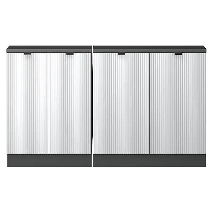 Küchenschrank für Dachschrägen R-Line 140 cm Weiß Riffel Art.-Nr. 60606 - 
