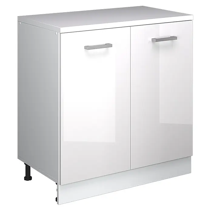 Küchenschrank für Dachschrägen R-Line 80 cm Weiß Hochglanz Art.-Nr. 61826 - 