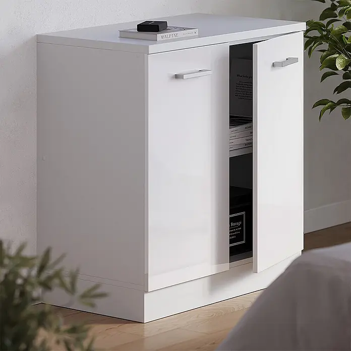 Küchenschrank für Dachschrägen R-Line 80 cm Weiß Hochglanz Art.-Nr. 61826 - 