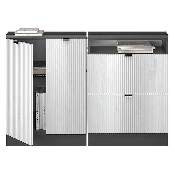 Küchenschrank für Dachschrägen R-Line 120 cm Weiß Riffel Art.-Nr. 60600 - 