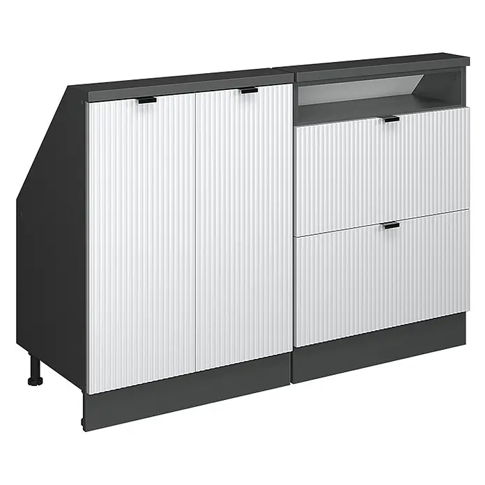 Küchenschrank für Dachschrägen R-Line 120 cm Weiß Riffel Art.-Nr. 60600 - 