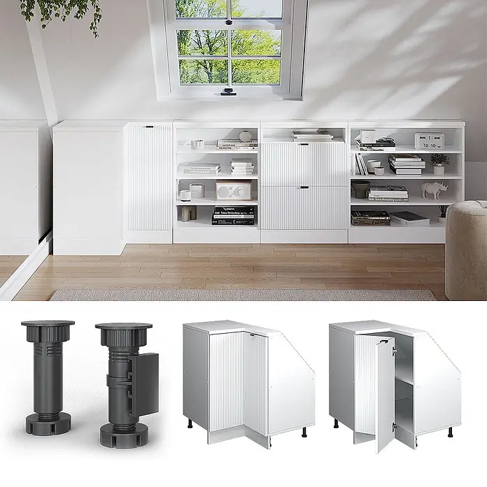 Küchenschrank für Dachschrägen R-Line 75.6 cm Weiß Riffel Art.-Nr. 60622 - 
