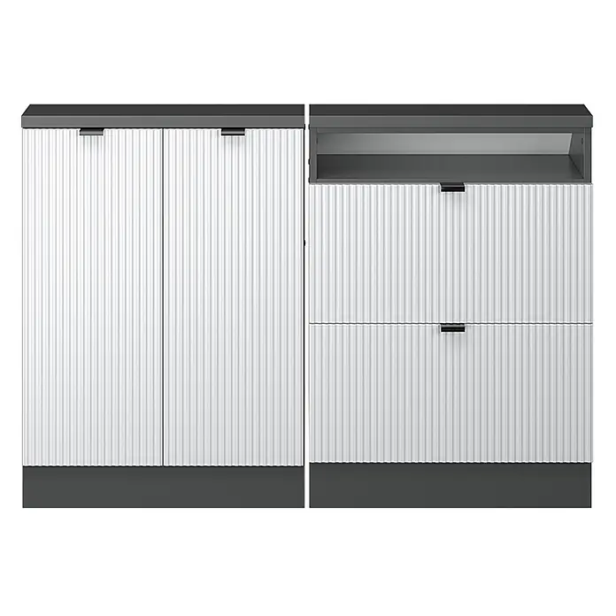 Küchenschrank für Dachschrägen R-Line 120 cm Weiß Riffel Art.-Nr. 60600 - 
