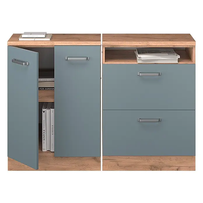 Küchenschrank für Dachschrägen R-Line 120 cm Blau-Grau Art.-Nr. 59942 - 