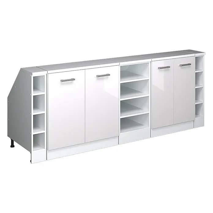 Küchenschrank für Dachschrägen R-Line 210 cm Weiß Hochglanz Art.-Nr. 60185 - 