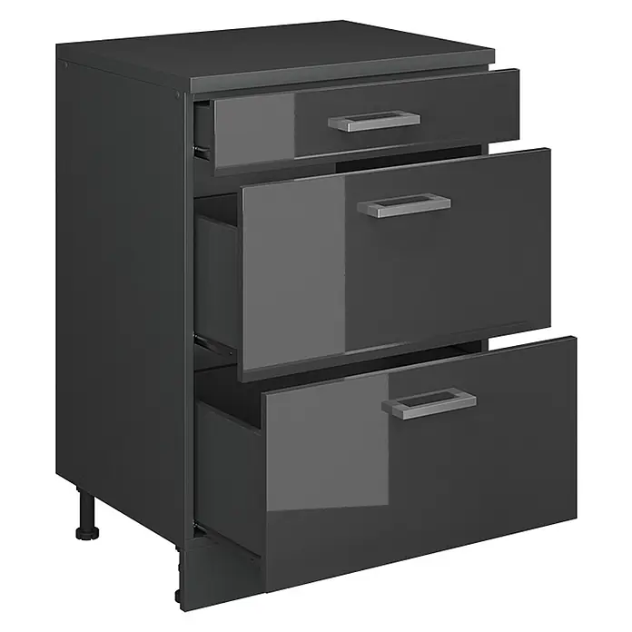 Vicco Küchenschrank für Dachschrägen R-Line, Anthrazit Hochglanz, 60 cm - 
