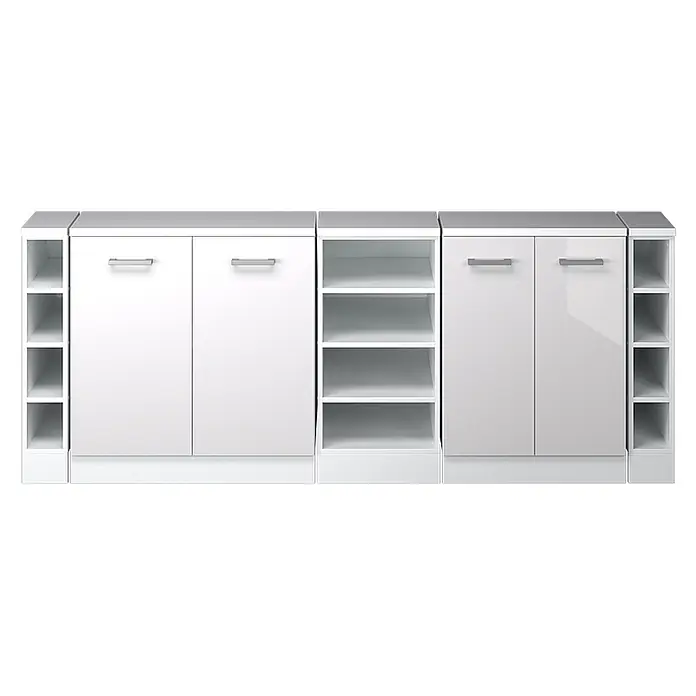 Küchenschrank für Dachschrägen R-Line 210 cm Weiß Hochglanz Art.-Nr. 60185 - 