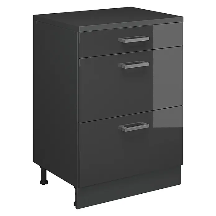 Vicco Küchenschrank für Dachschrägen R-Line, Anthrazit Hochglanz, 60 cm - 