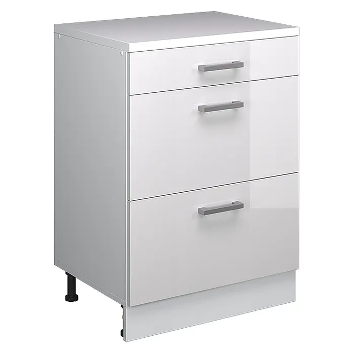 Küchenschrank für Dachschrägen R-Line 60 cm Weiß Hochglanz Art.-Nr. 61736 - 