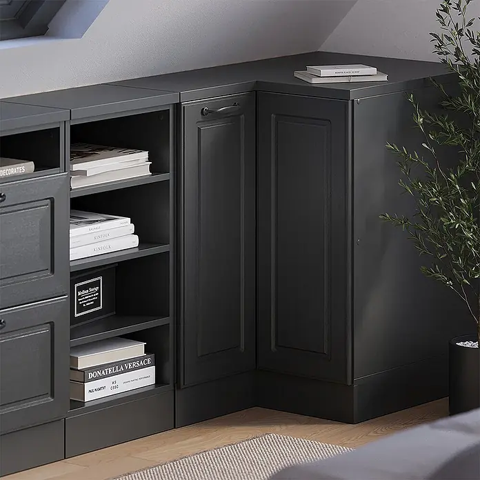 Vicco Eck-Küchenschrank für Dachschrägen R-Line Anthrazit Landhaus 75.6 cm - 