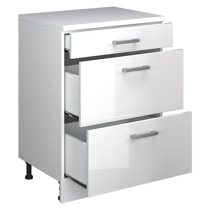 Küchenschrank für Dachschrägen R-Line 60 cm Weiß Hochglanz Art.-Nr. 61736 - 