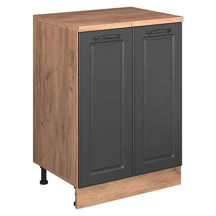 Vicco Küchenschrank für Dachschrägen R-Line, Anthrazit Landhaus, 60 cm - 