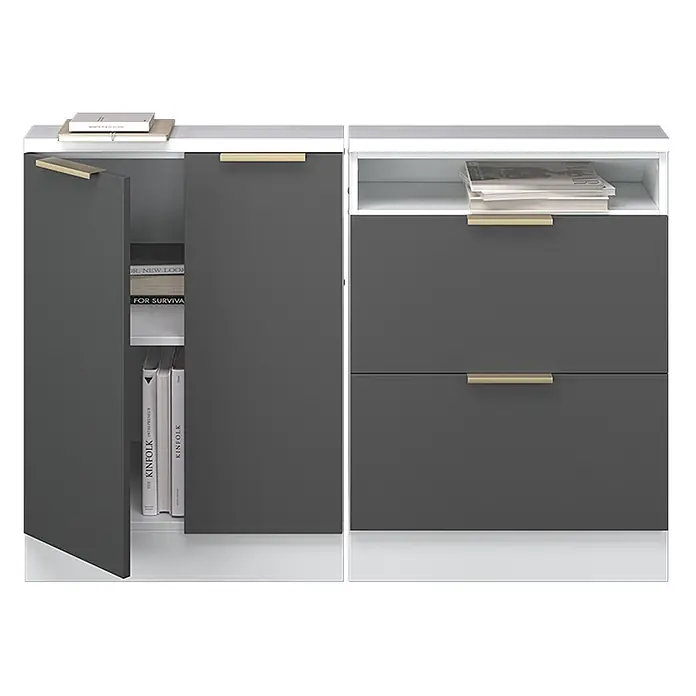 Küchenschrank für Dachschrägen R-Line 120 cm Anthrazit-Gold Art.-Nr. 60603 - 