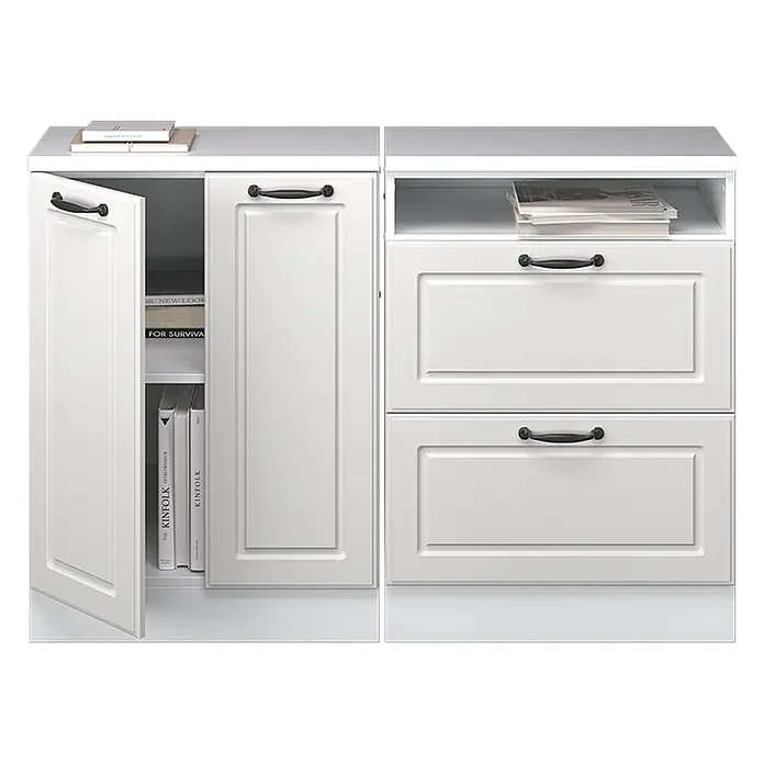 Küchenschrank für Dachschrägen R-Line 120 cm Weiß Landhaus Art.-Nr. 60175 - 
