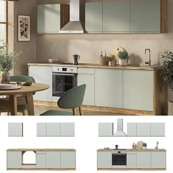 Küchenzeile R-Line 280 cm Pastellgrün Art.-Nr. 70585 - 