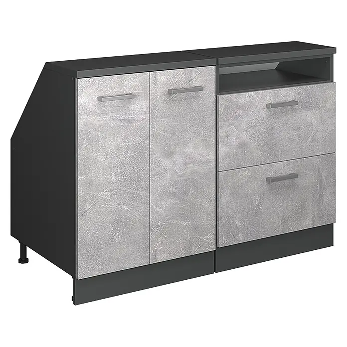 Küchenschrank für Dachschrägen R-Line 120 cm Beton Art.-Nr. 60014 - 