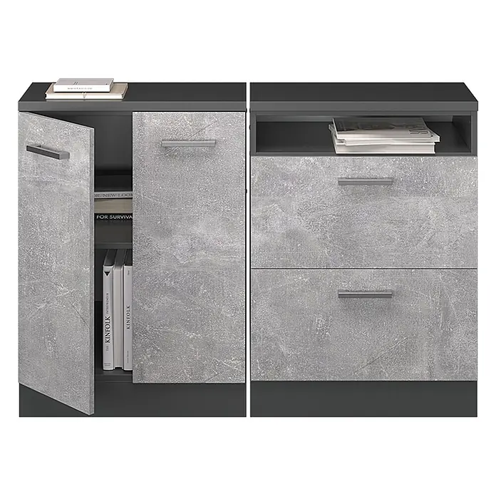 Küchenschrank für Dachschrägen R-Line 120 cm Beton Art.-Nr. 60014 - 