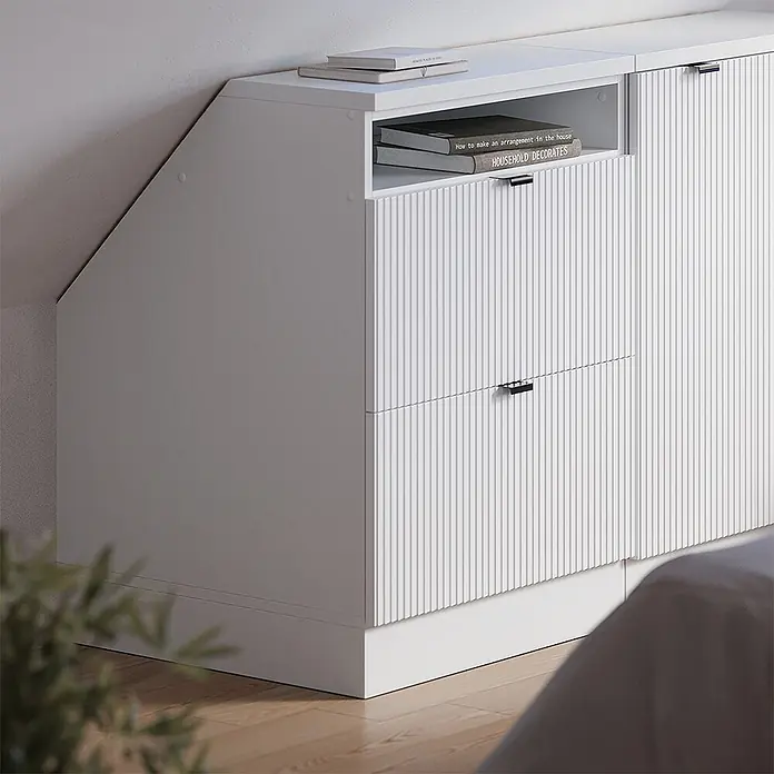 Küchenschrank für Dachschrägen R-Line 60 cm Weiß Riffel Art.-Nr. 60664 - 