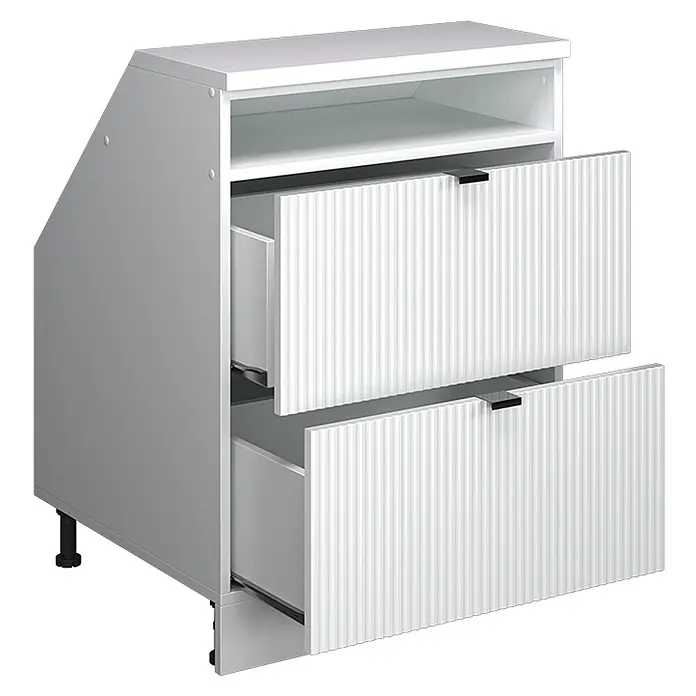 Küchenschrank für Dachschrägen R-Line 60 cm Weiß Riffel Art.-Nr. 60664 - 