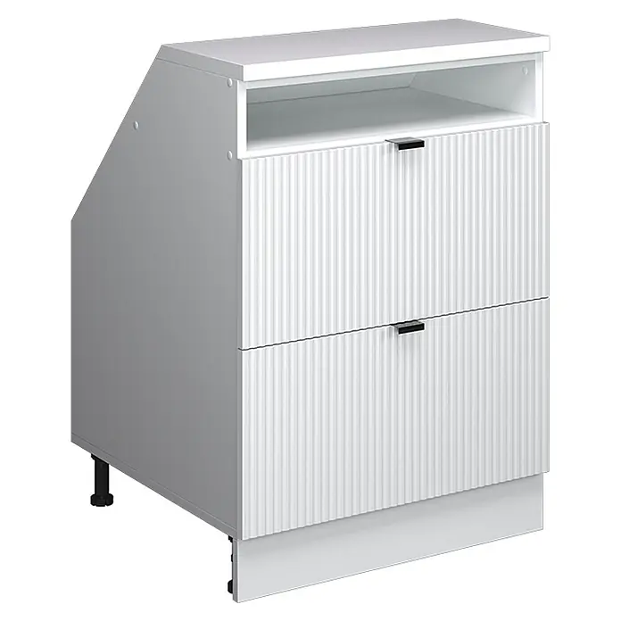 Küchenschrank für Dachschrägen R-Line 60 cm Weiß Riffel Art.-Nr. 60664 - 