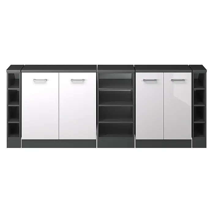 Küchenschrank für Dachschrägen R-Line 210 cm Weiß Hochglanz Art.-Nr. 60527 - 