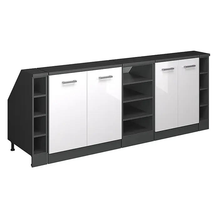 Küchenschrank für Dachschrägen R-Line 210 cm Weiß Hochglanz Art.-Nr. 60527 - 