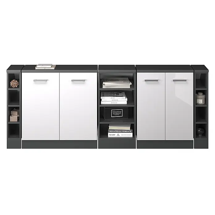 Küchenschrank für Dachschrägen R-Line 210 cm Weiß Hochglanz Art.-Nr. 60527 - 