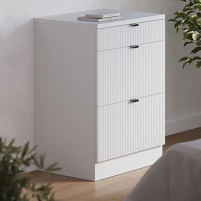 Küchenschrank für Dachschrägen R-Line 60 cm Weiß Riffel Art.-Nr. 61738 - 