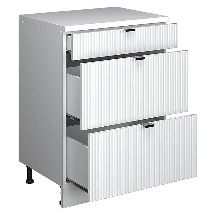 Küchenschrank für Dachschrägen R-Line 60 cm Weiß Riffel Art.-Nr. 61738 - 