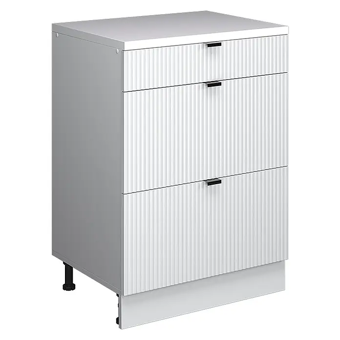 Küchenschrank für Dachschrägen R-Line 60 cm Weiß Riffel Art.-Nr. 61738 - 