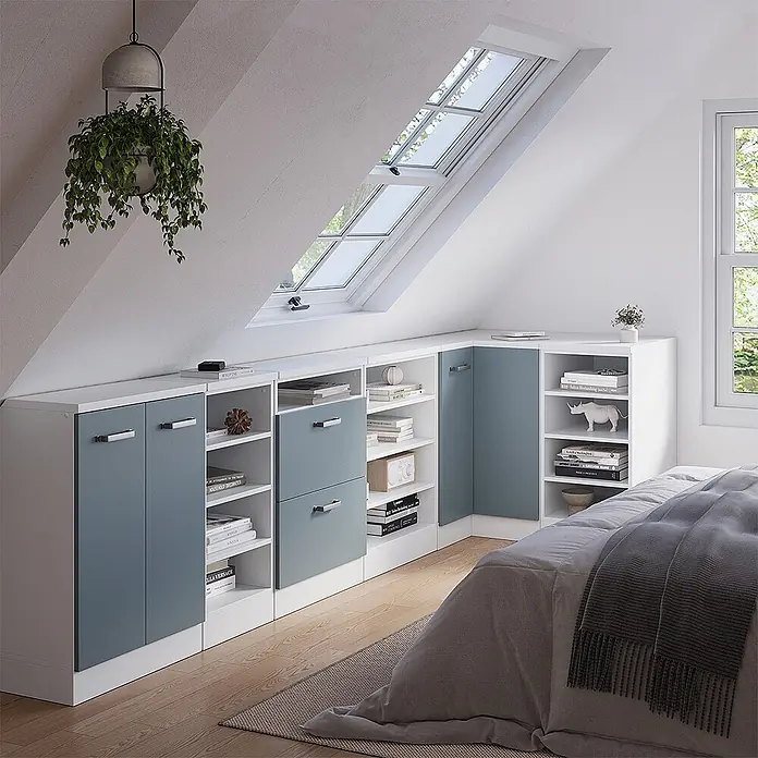 Küchenschrank für Dachschrägen R-Line 75.6 cm Blau-Grau Art.-Nr. 60550 - 